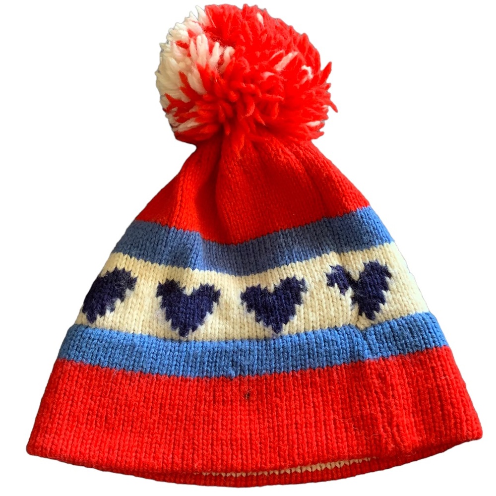 Vintage Marceau Sports Minnetonka Minnesota Wool Ski Cap Pom Pom Hat Beanie 80s